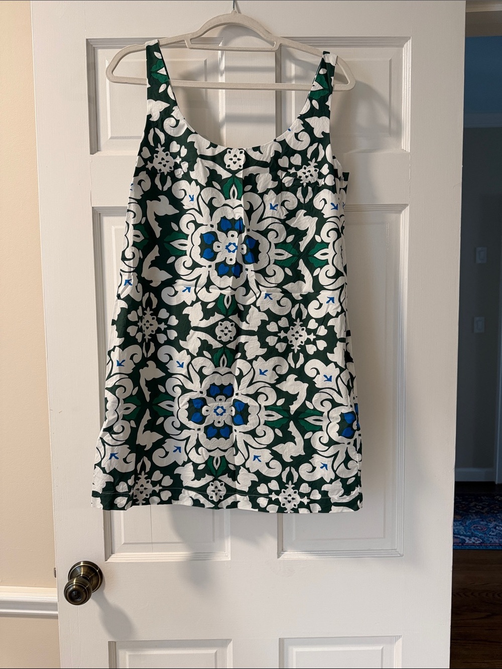 Boden Green White and Blue Floral Tank Dress